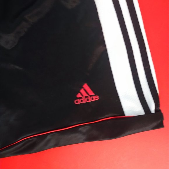 Adidas athletic short black white with embroidered red logo boys size M - Picture 3 of 9